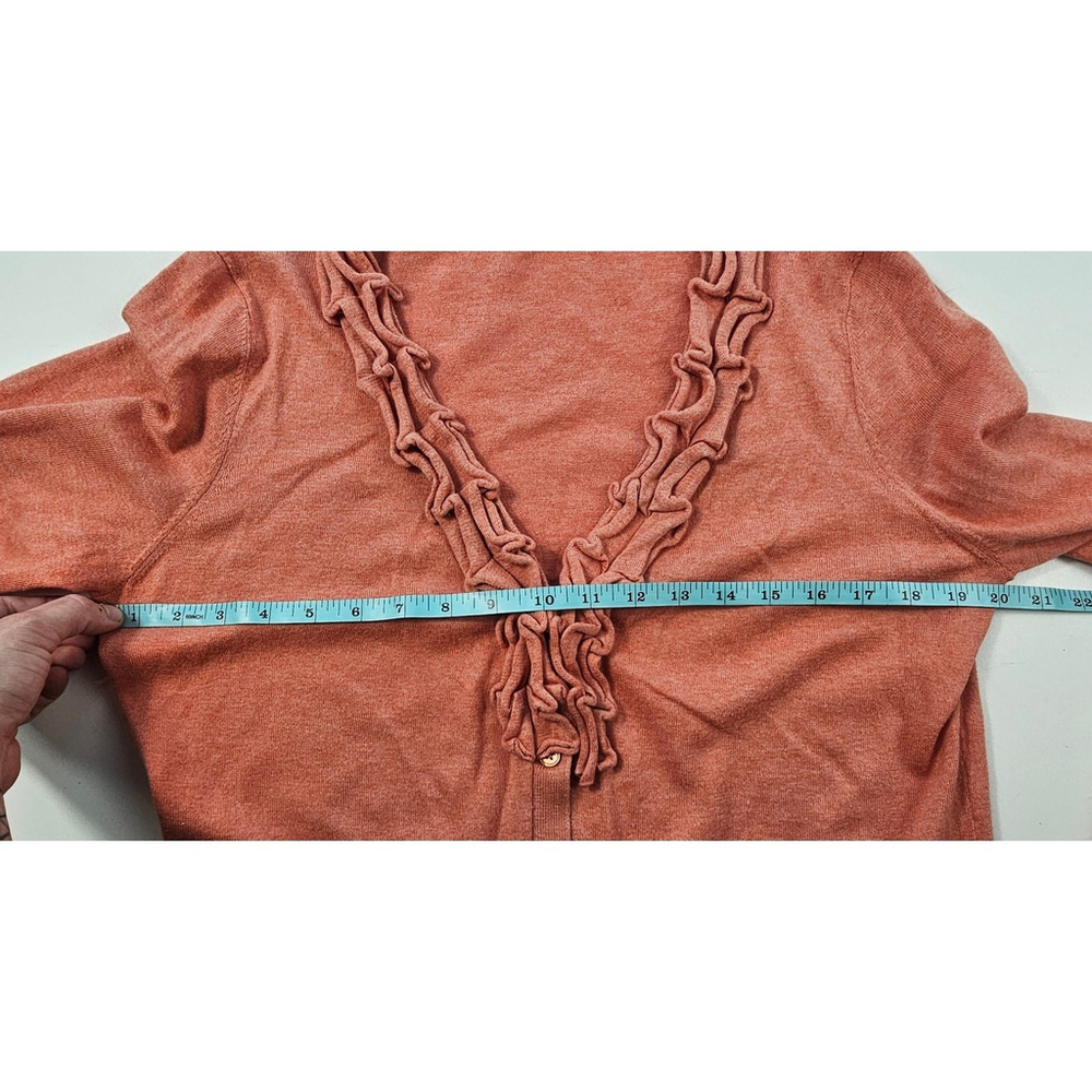 Talbots Wool Blend Sweater Ruffled Coral Button Up Large - Picture 8 of 8